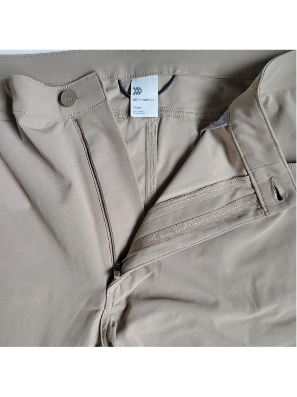 Men's Big & Tall All in Motion Stretchy Tapered Pants – Beige – Size 42x30 – NWT